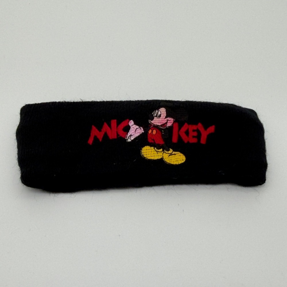 Vintage Disney Mickey Mouse‎ Black Headband Ear Warmer Embroidered Character